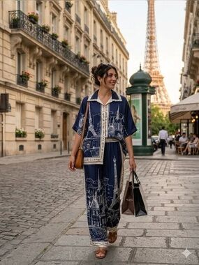 A53, from Italy 🇮🇹 Paris Scenic Print Two-Piece Set
